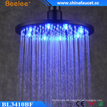 Badezimmer Round Black Keine Batterie Wasser Power LED Duschkopf